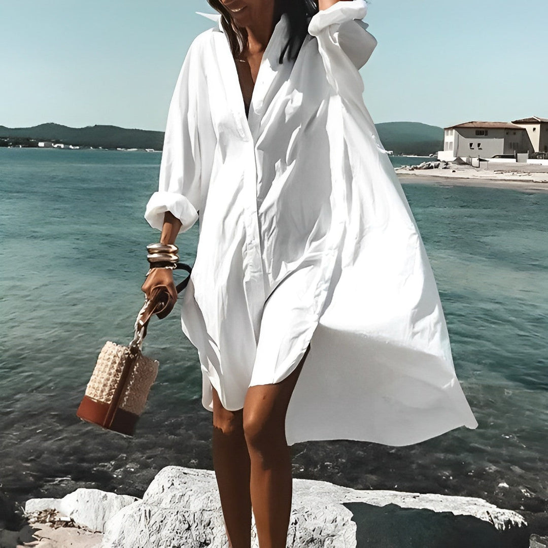 JELLA - Abito estivo bianco a camicia