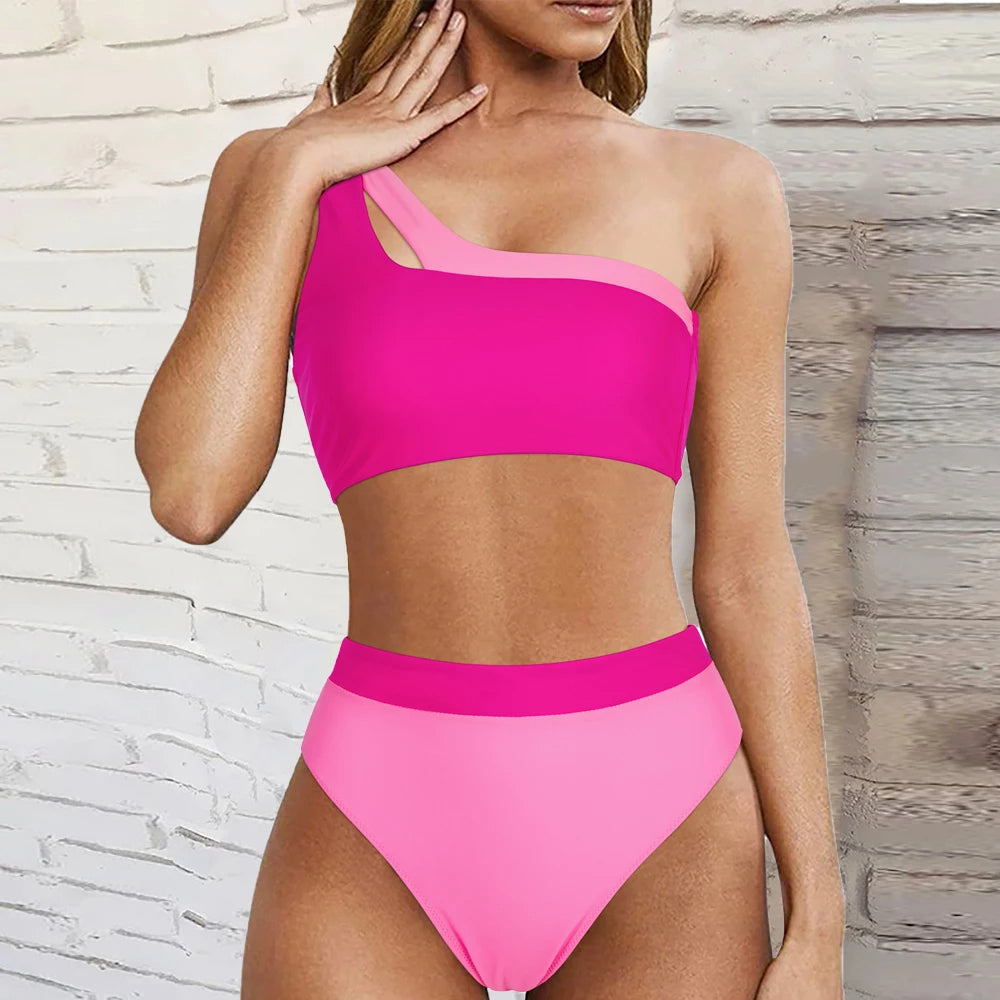 One-Shoulder Bikini Damen – Stylisches High-Waist Bikini Set für Strand & Pool – Modernes Badeanzug-Design