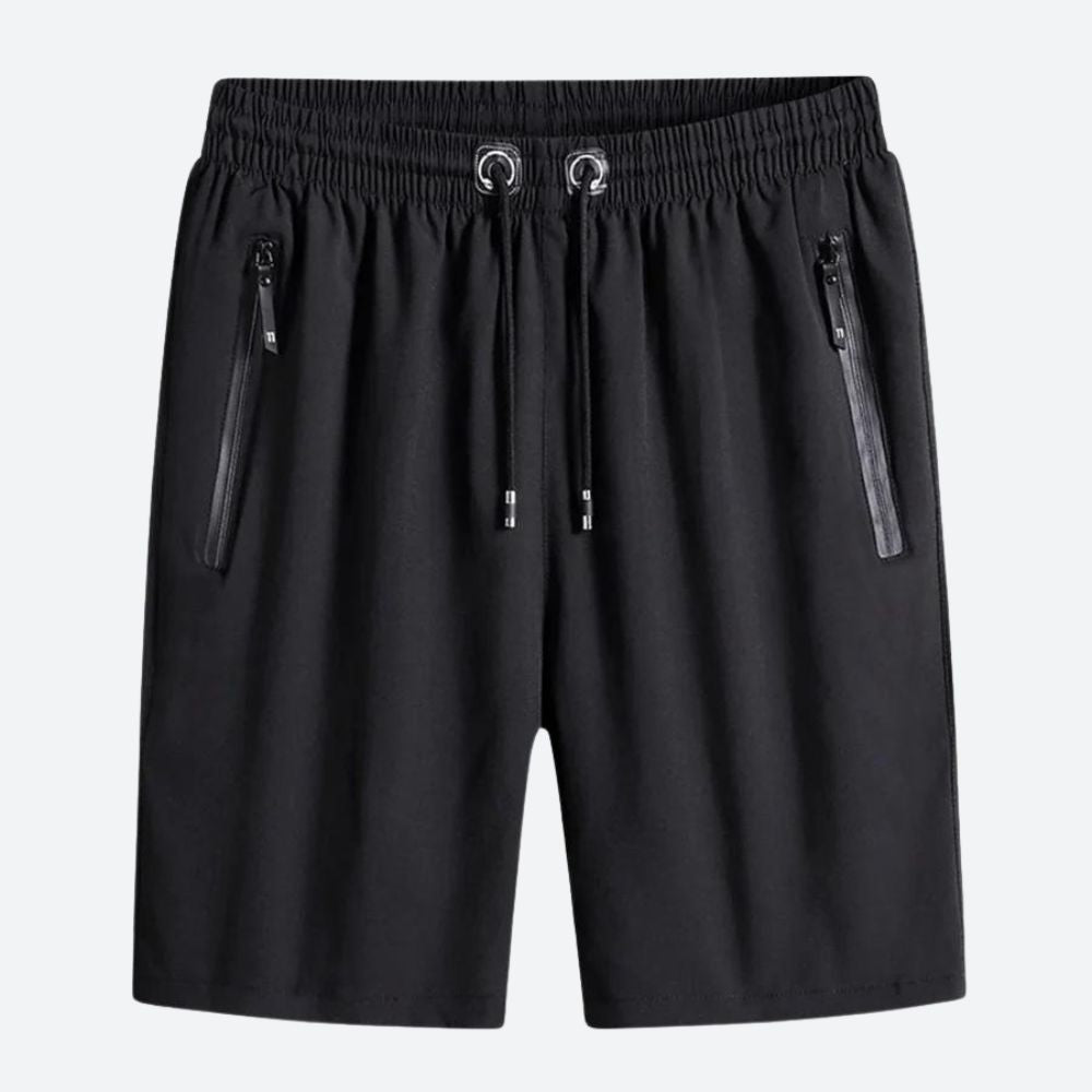 Shorts de sport pour hommes avec poches à fermeture éclair – Pantalon d'entraînement respirant avec cordon de serrage