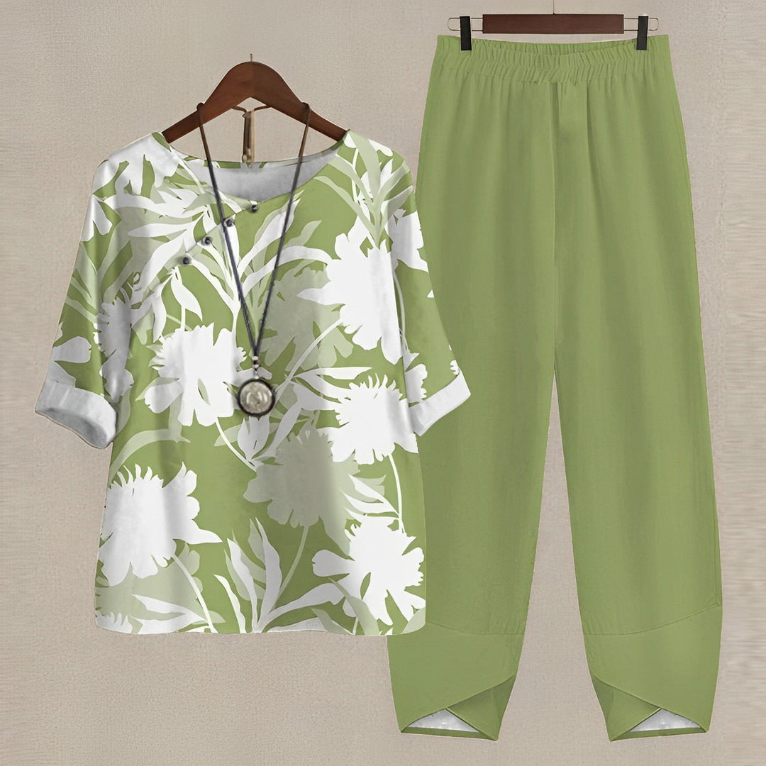 VIDA ensemble femme – ensemble deux pièces élégant et stylé avec motif floral