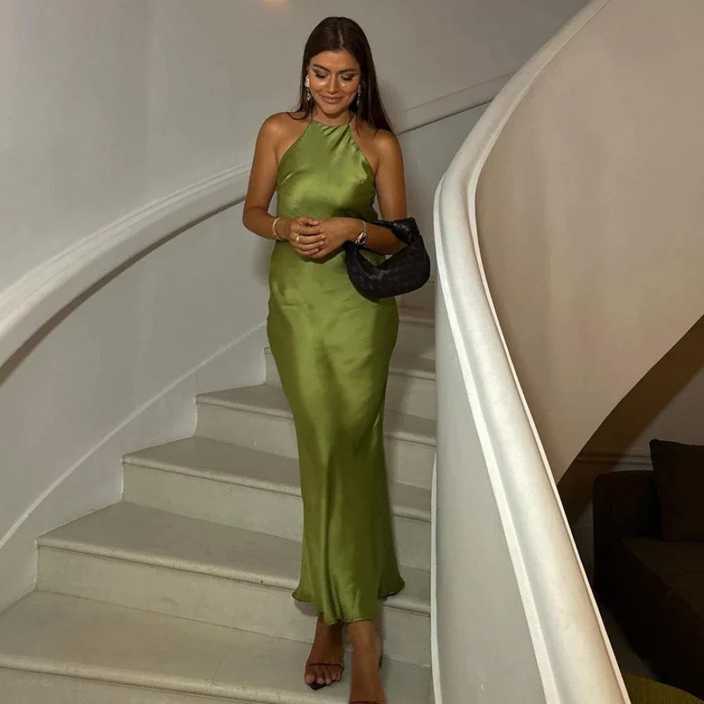Sylvia - Mode Robe sans manches en soie