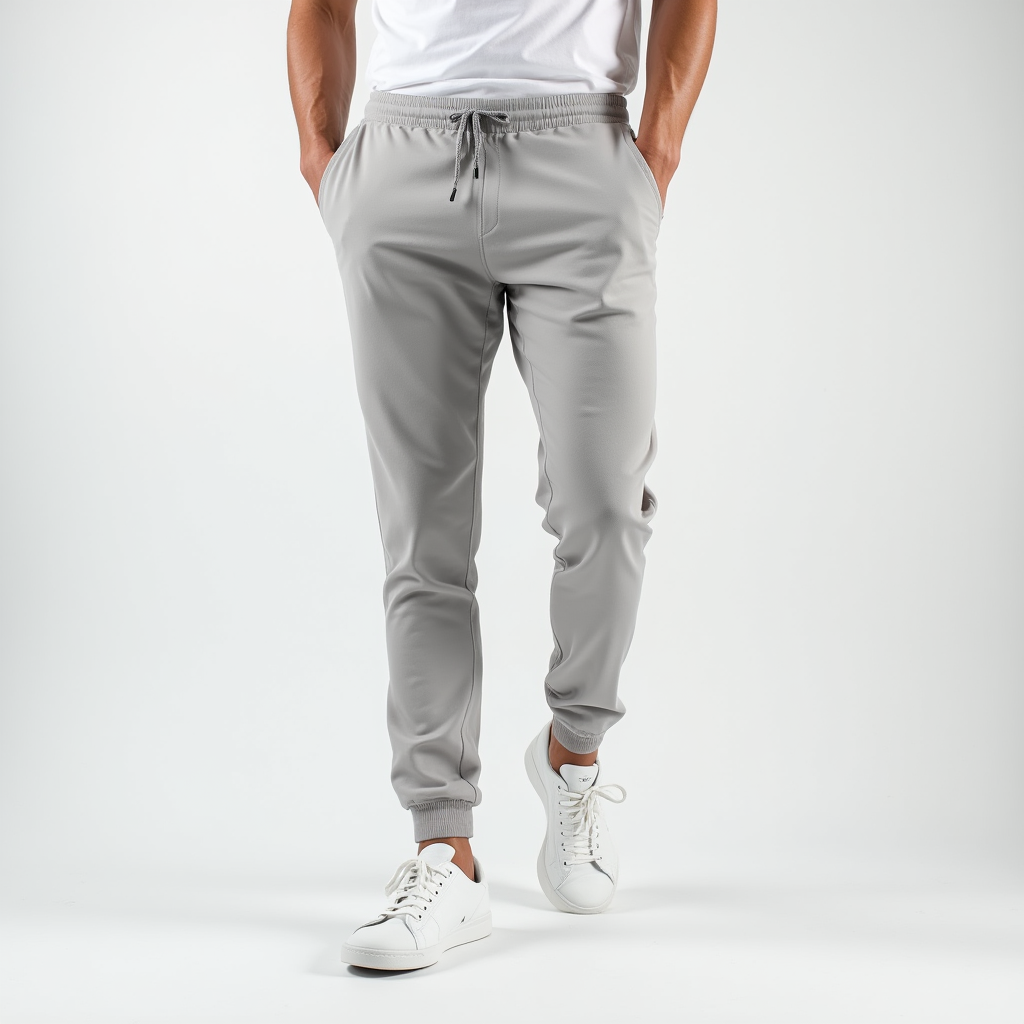 Pantalon de jogging homme avec ceinture élastique et bord-côtes