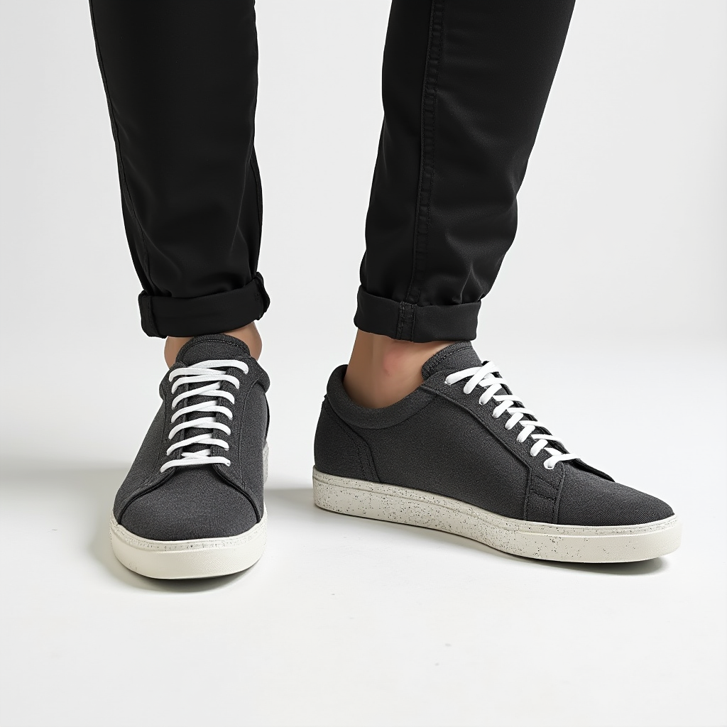 Baskets basses minimalistes pour hommes en textile avec semelle en caoutchouc flexible