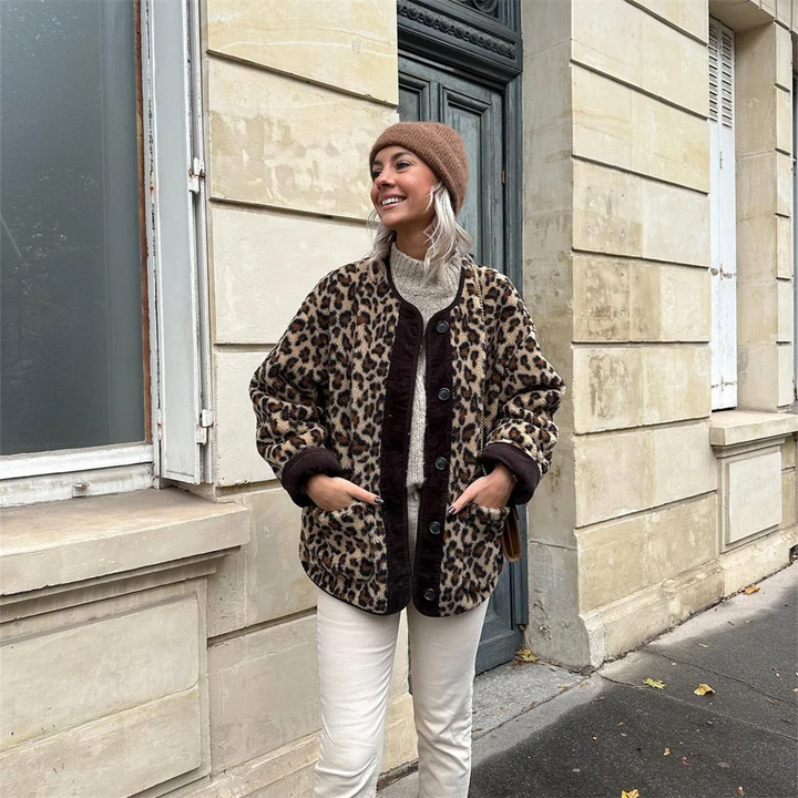 Octavia - giacca con scollo rotondo in motivo leopardato