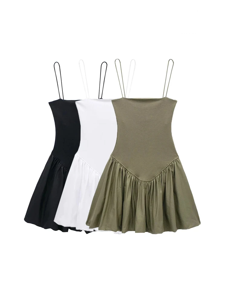 Lena - Robe mini en popeline avec manches bouffantes