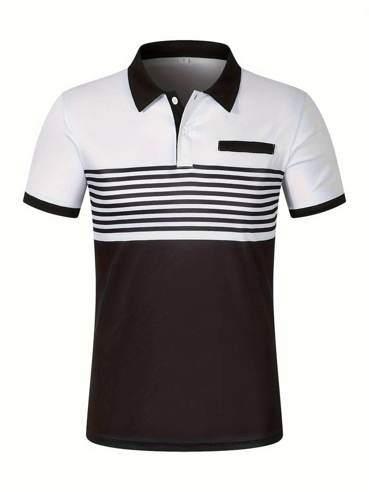 Polo homme à rayures – Chemise à manches courtes avec patte de boutonnage et col contrasté