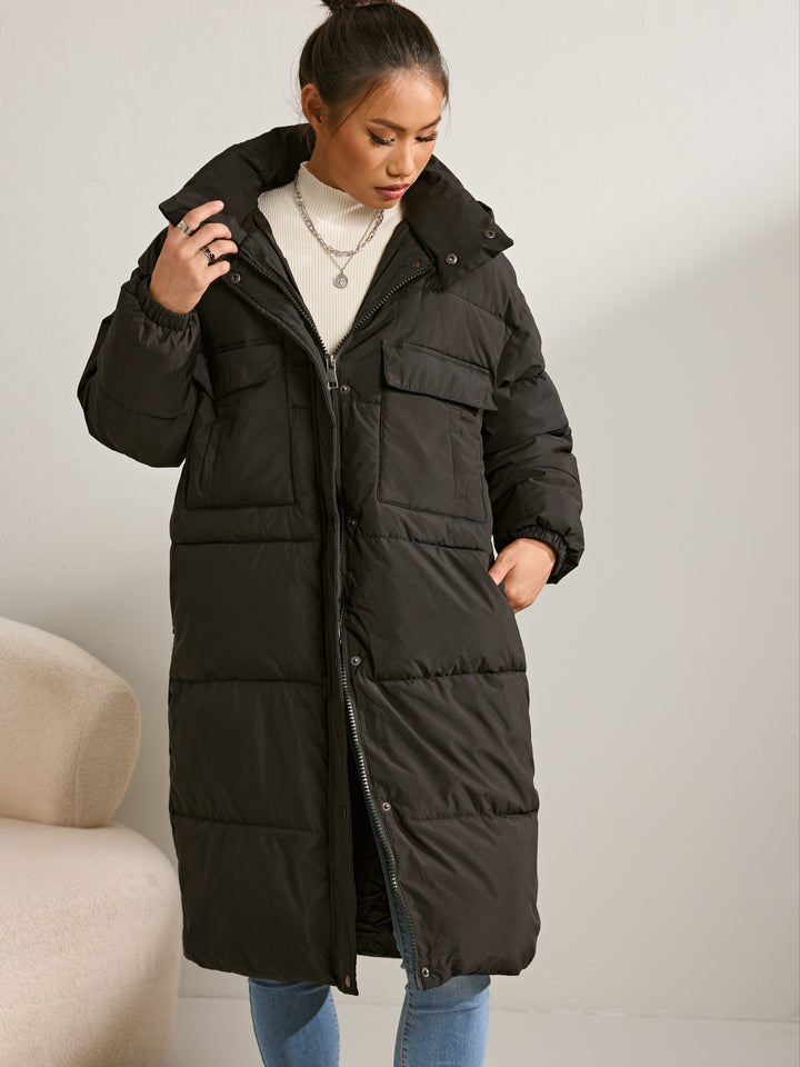 Casual Halblange Fleece Winterjacke mit Kapuze für Frauen | Perfekt für Wintertage