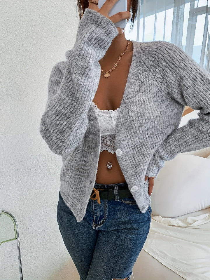 Lässiger warmer V-Ausschnitt Wolle Strickcardigan für Damen | Perfekt für den Alltag
