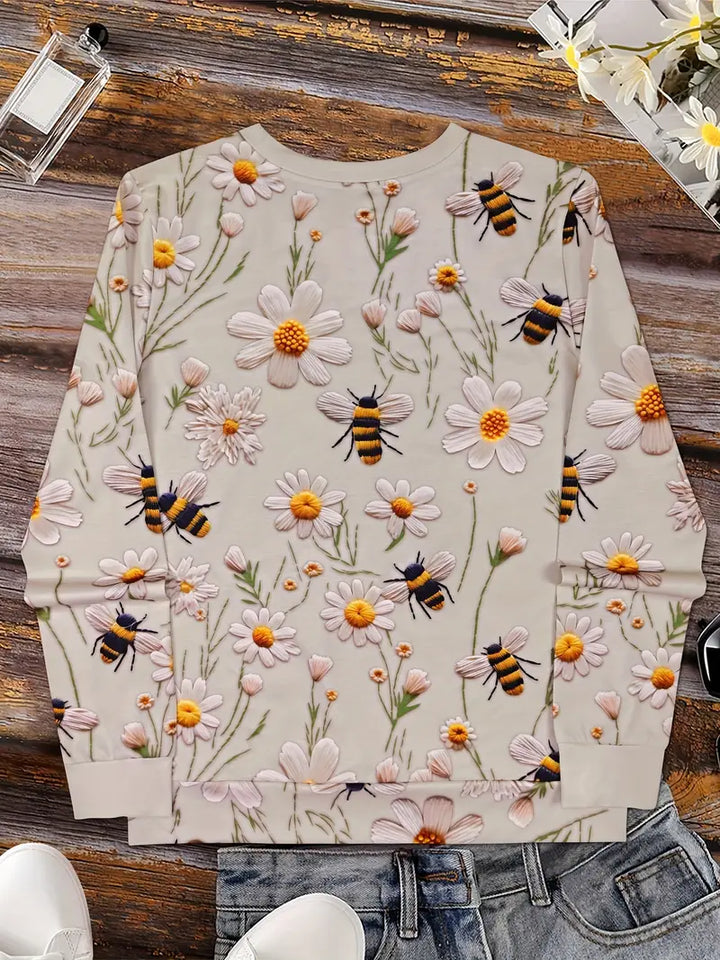 Blooming winter sweater with cozy crew neckline