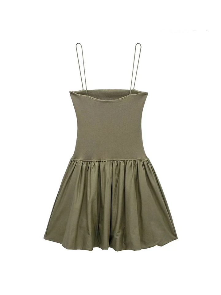 Lena - Robe mini en popeline avec manches bouffantes
