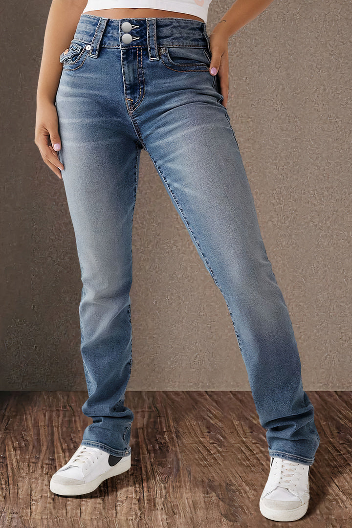 Kalyps - Jeans - Classique - Denim bleu clair, design polyvalent - adapté au quotidien pour femmes