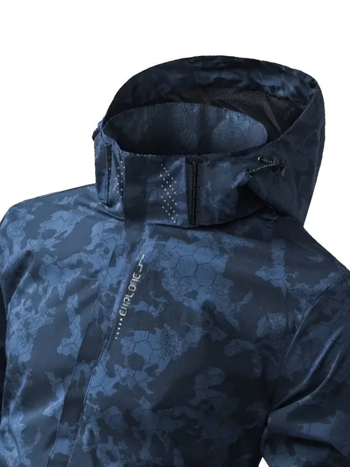 Coupe-vent à capuche motif camouflage chaud pour le printemps pour hommes | Parfait pour les activités de plein air au printemps