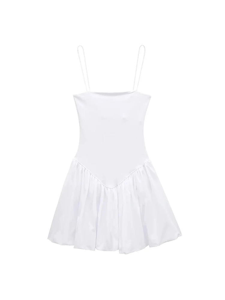 Lena - Robe mini en popeline avec manches bouffantes