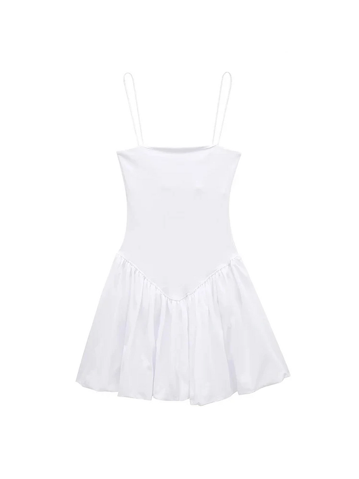 Lena - Robe mini en popeline avec manches bouffantes