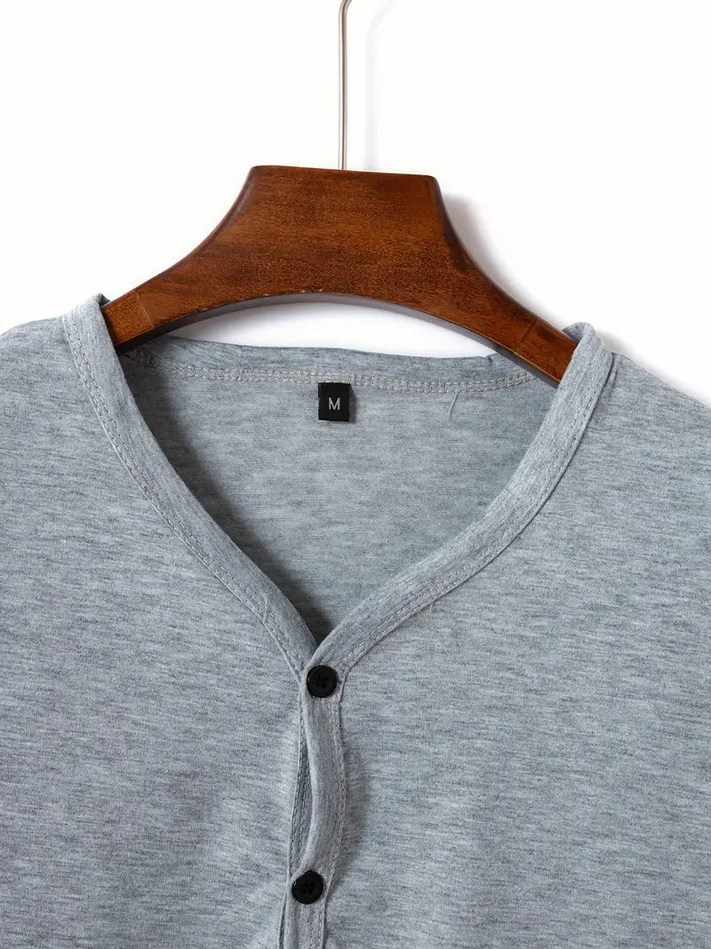 Herren T-Shirt mit V-Ausschnitt & Knopfleiste – Slim Fit Kurzarmshirt für Sommer, Freizeit & Streetstyle