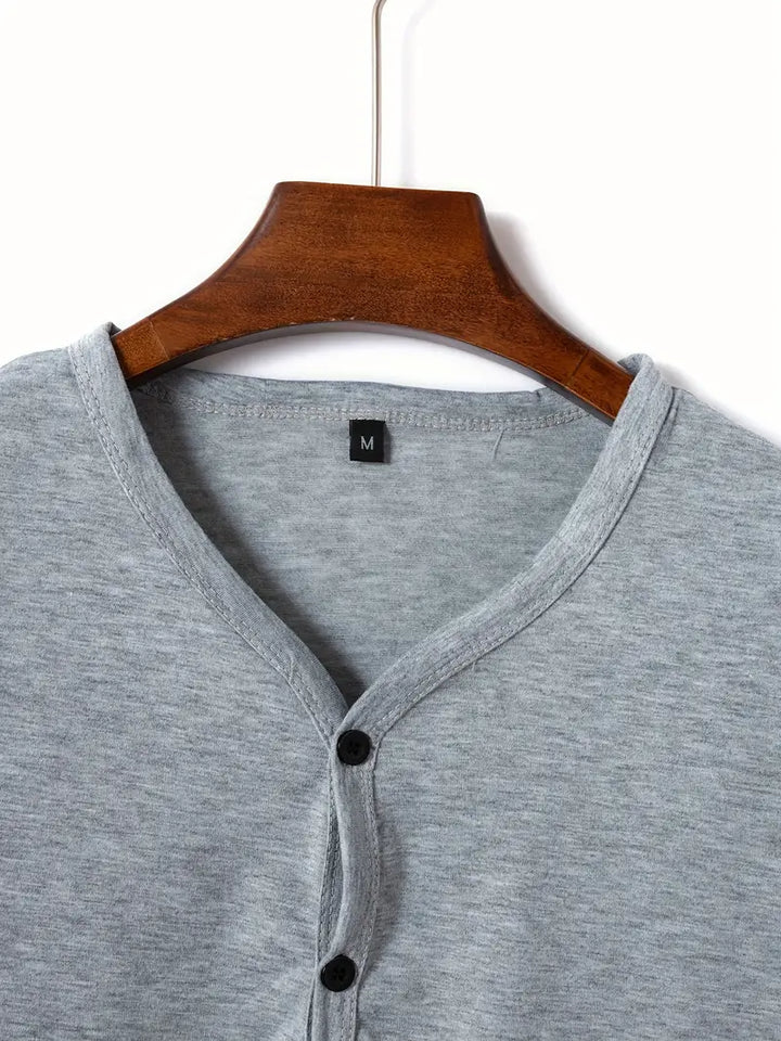 Herren T-Shirt mit V-Ausschnitt & Knopfleiste – Slim Fit Kurzarmshirt für Sommer, Freizeit & Streetstyle