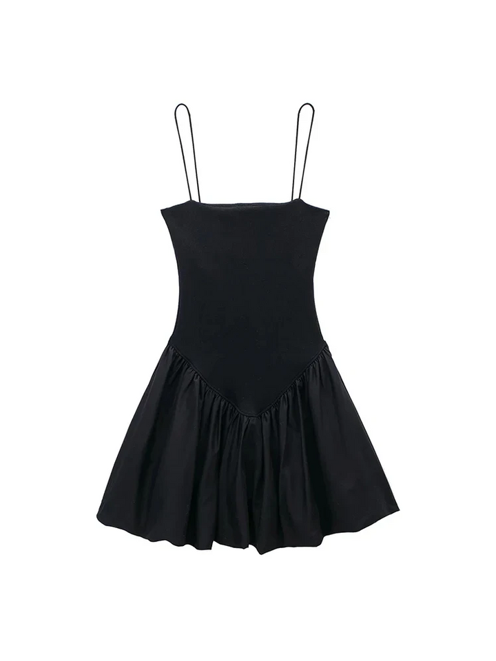 Lena - Robe mini en popeline avec manches bouffantes