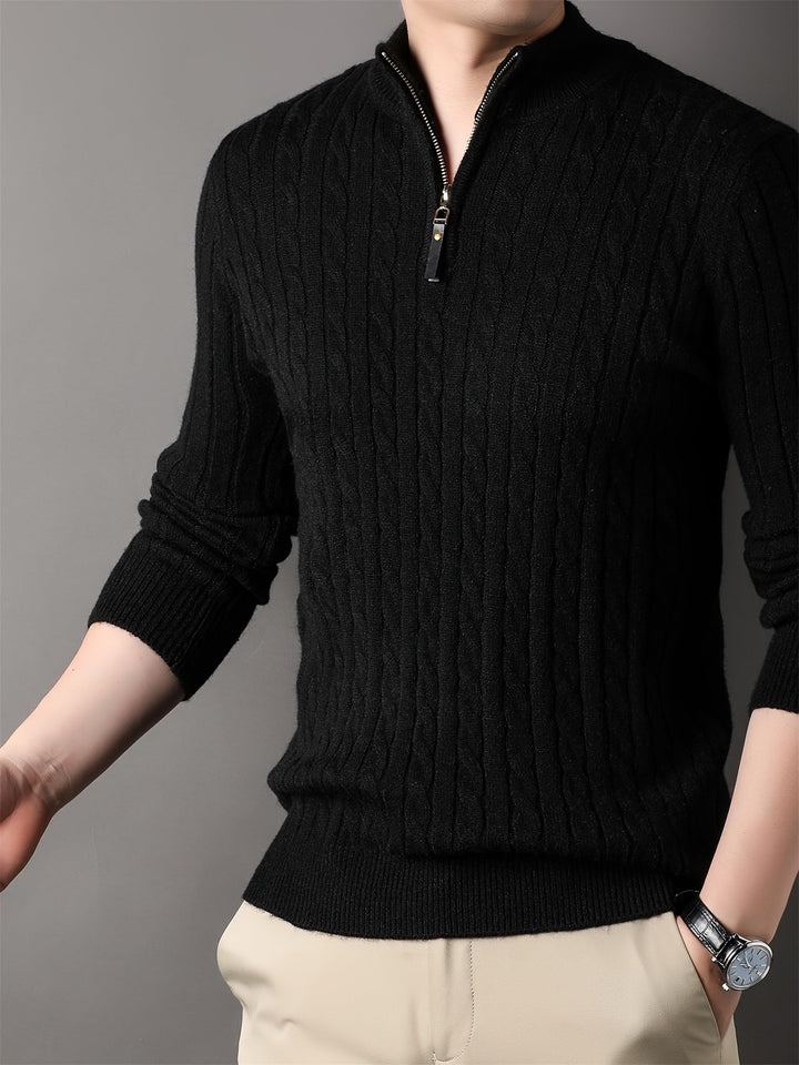 Donnell - Pull décontracté pour homme en tricot torsadé avec fermeture éclair