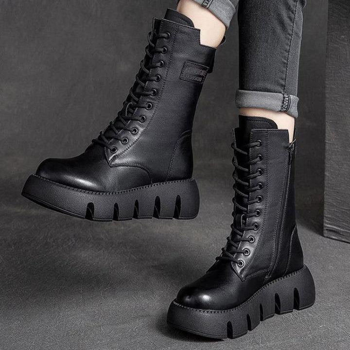Damen Combat Boots mit Plateau & Reißverschluss – Streetstyle & Edge