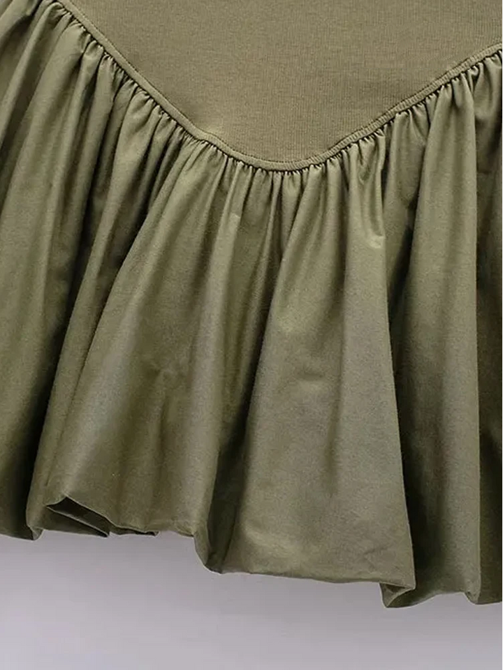 Lena - Robe mini en popeline avec manches bouffantes
