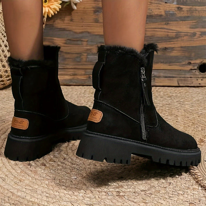 Elegante Wildleder-Stiefeletten mit Kunstfell für Damen | Ideal für Herbst/Winter