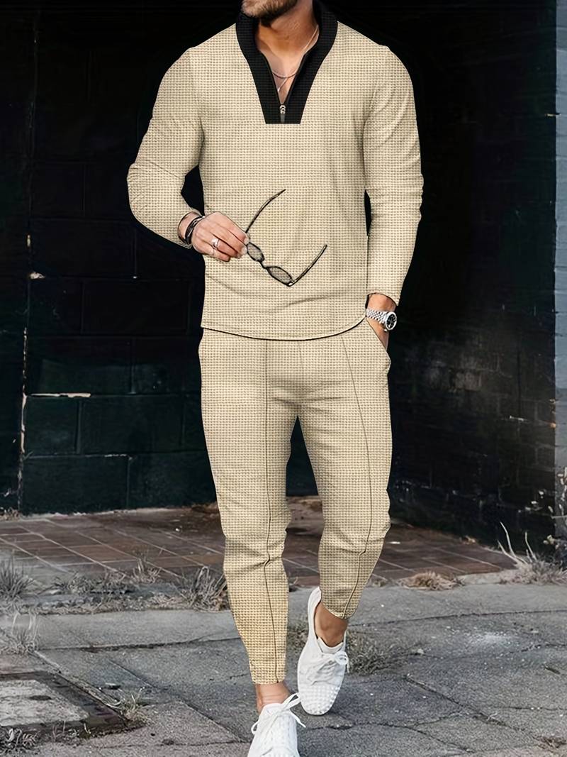Ensemble pour homme en deux pièces – Ensemble de loisirs et survêtement d'entraînement à col montant à la mode