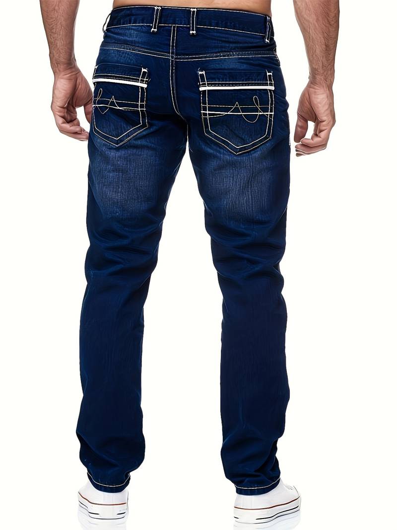 Slim Fit Herren Jeans mit Kontrastnähten – Modische Stretch Denim Hose für Freizeit & Streetstyle