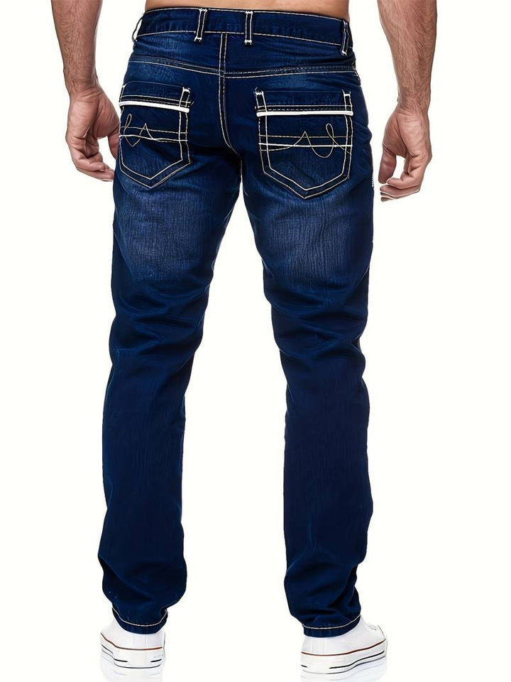 Slim Fit Herren Jeans mit Kontrastnähten – Modische Stretch Denim Hose für Freizeit & Streetstyle