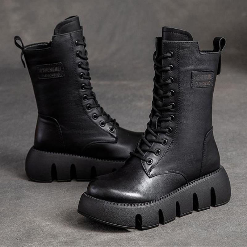 Damen Combat Boots mit Plateau & Reißverschluss – Streetstyle & Edge