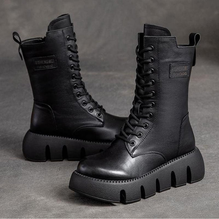 Damen Combat Boots mit Plateau & Reißverschluss – Streetstyle & Edge