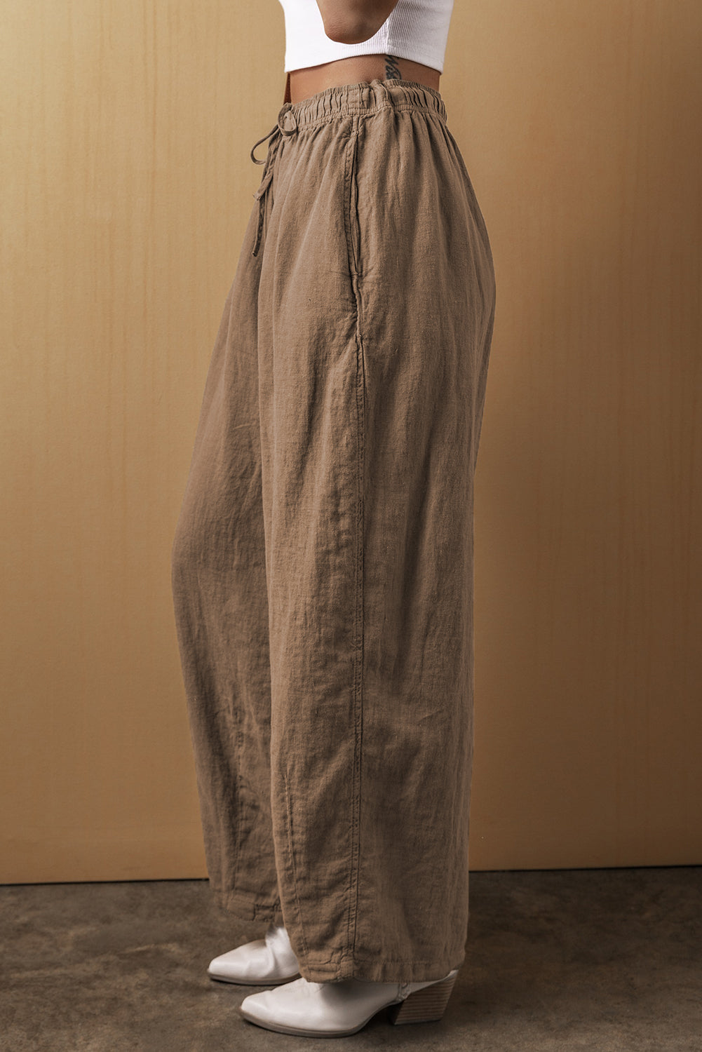 Desert Palm Baumwoll Leinen Weitbein Hose Für Frauen