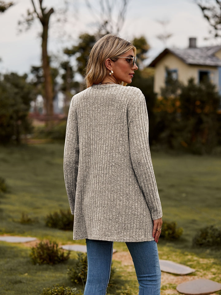 Lässiger warmer gerippter Baumwolle Strickcardigan für Damen | Perfekt für lässige Tage