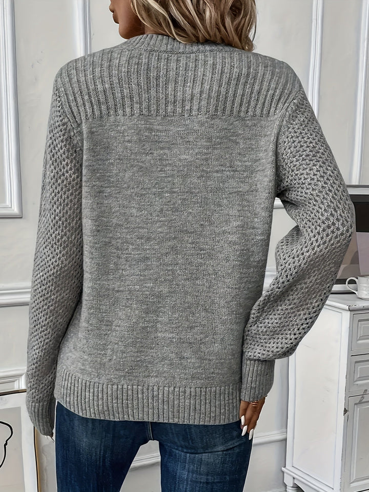 Vintage Baumwoll-Hohler Pullover mit Fadendetails Pullover Damen | Perfekt für Lässige Tage