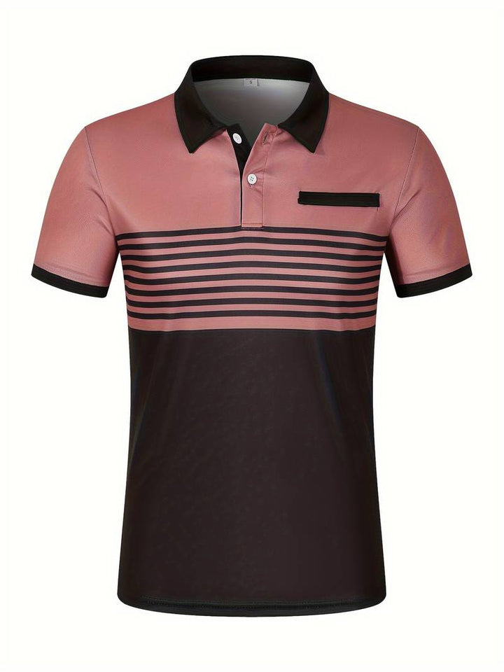 Polo homme à rayures – Chemise à manches courtes avec patte de boutonnage et col contrasté
