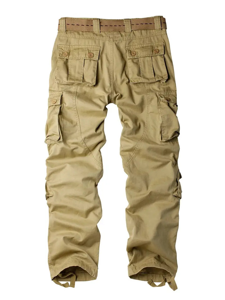 Pantalon cargo homme avec ceinture – Pantalon de loisirs multifonction avec poches et cordon de serrage pour extérieur, travail et quotidien