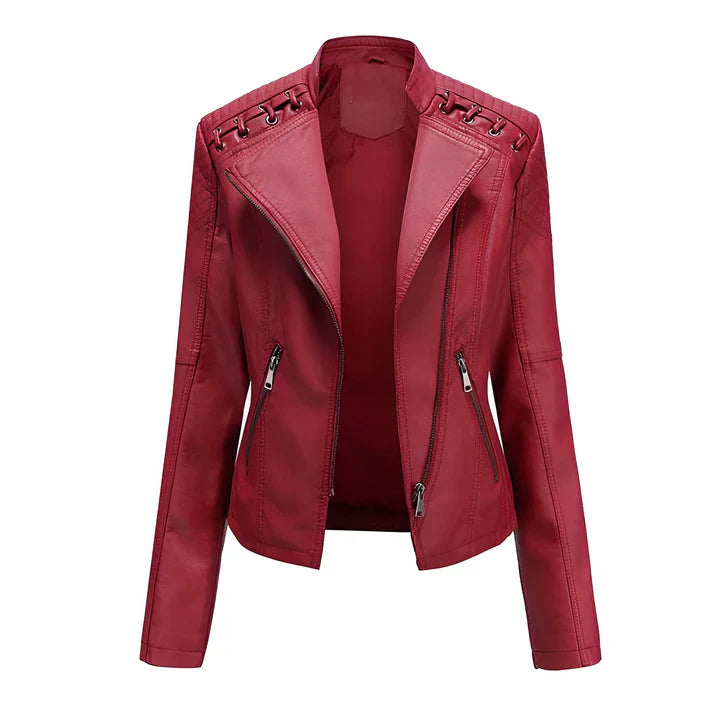 Arline - veste en cuir PU avec fermeture à glissière