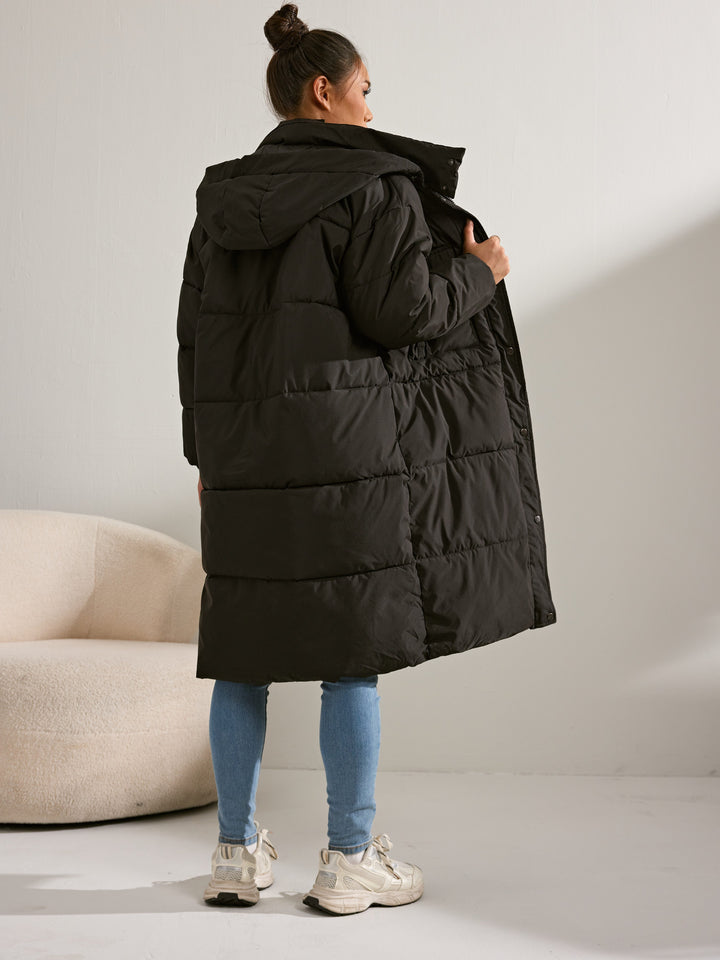 Casual Halblange Fleece Winterjacke mit Kapuze für Frauen | Perfekt für Wintertage