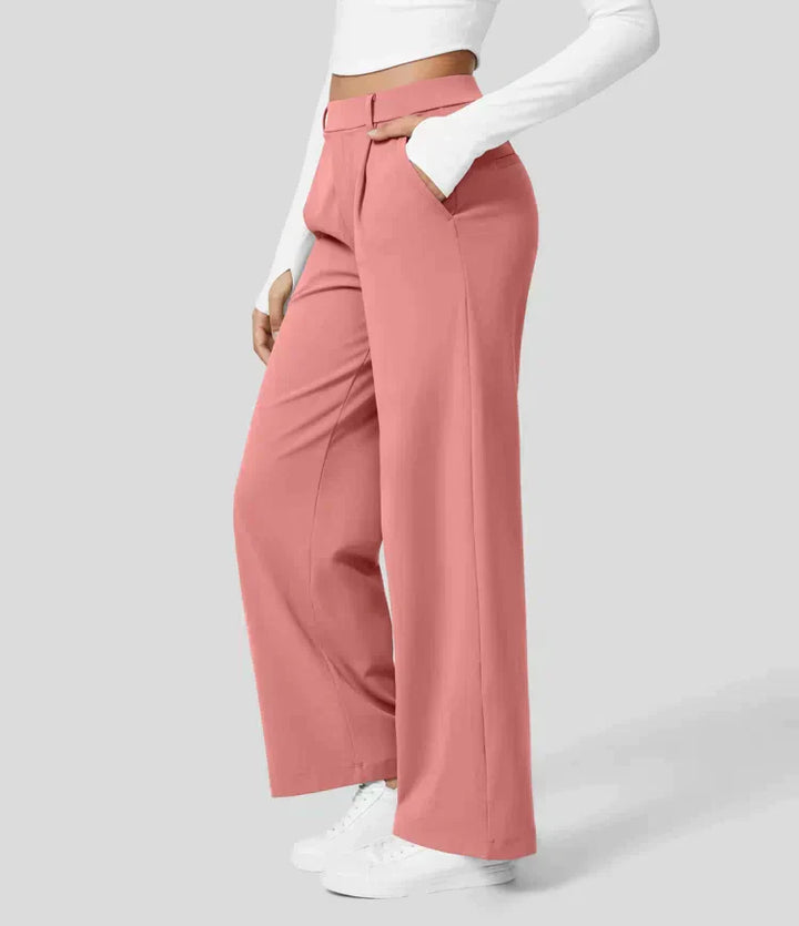 Elegante pantaloni da donna a gamba larga – vita alta, adatti per business e casual