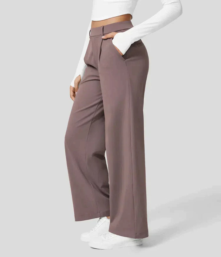 Elegante pantaloni da donna a gamba larga – vita alta, adatti per business e casual
