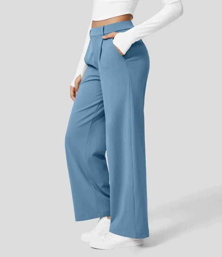 Elegante pantaloni da donna a gamba larga – vita alta, adatti per business e casual