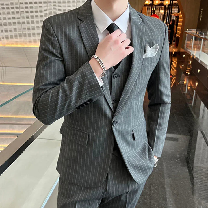 Mattias - Business-Streifen-Set für Männer [Jacke, Weste + Hose]