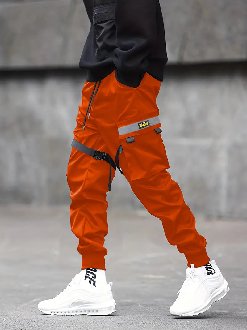 Herren Cargohose mit Taschen & Kordelzug – Streetwear Jogger Pants im Techwear-Stil – Lockere Freizeithose mit Bündchen für Alltag & Urban Look