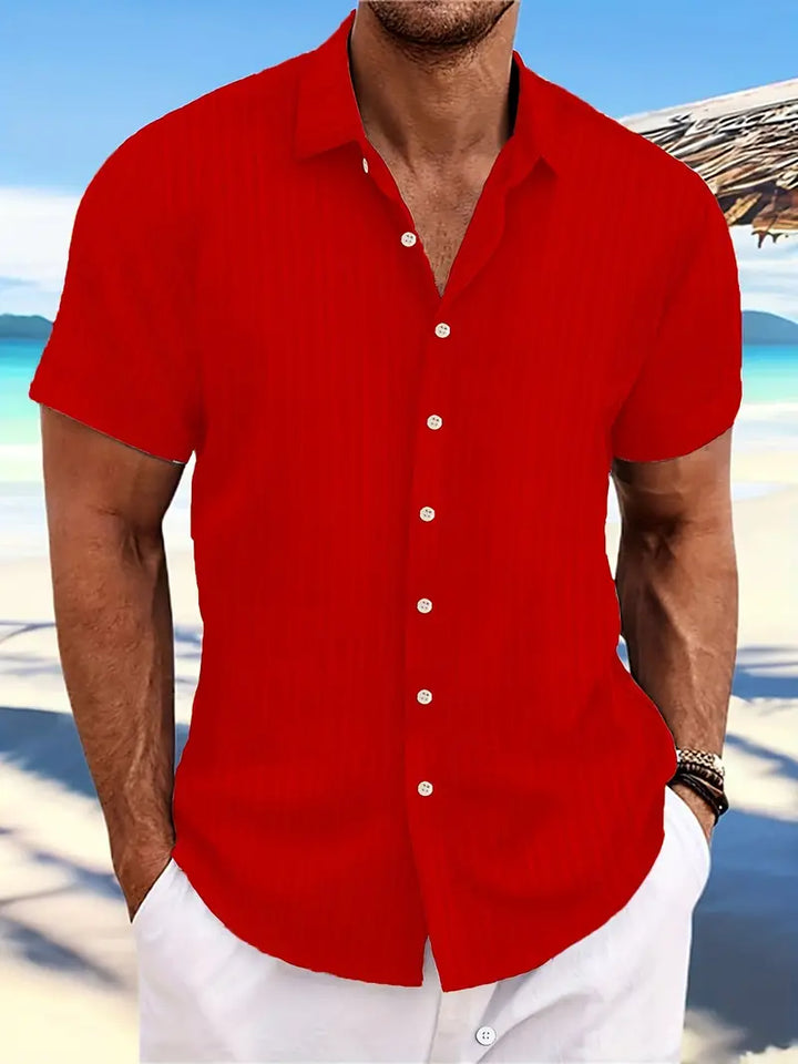 Herren Sommerhemd mit Knopfleiste – Kurzarm Freizeithemd mit Kragen für Urlaub, Strand & Alltag