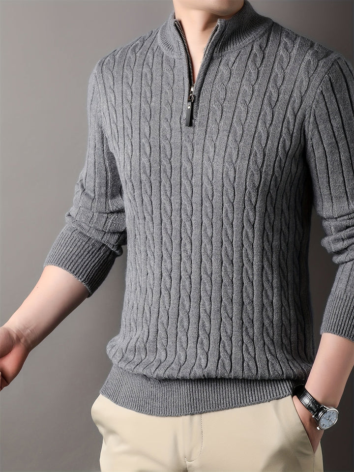 Donnell - Pull décontracté pour homme en tricot torsadé avec fermeture éclair