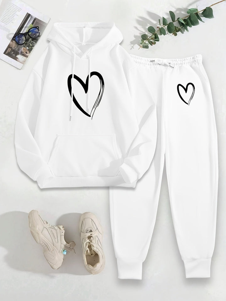 Casual cotton sweater & jogging pants with hood for women | Ideal for autumn/winter