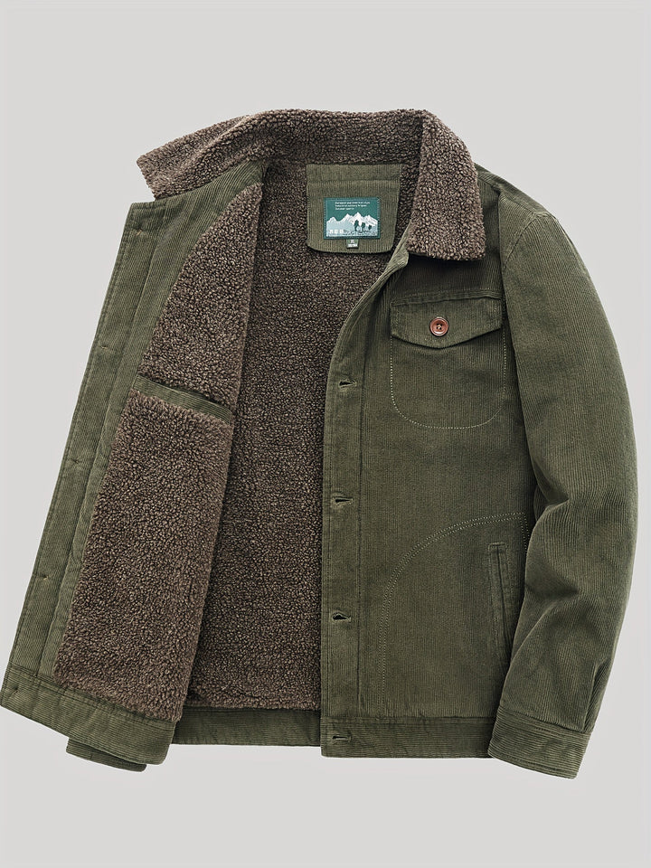 Veste d'extérieur légère en polaire chaude avec boutons et poche poitrine pour hommes | Parfait pour les activités de plein air