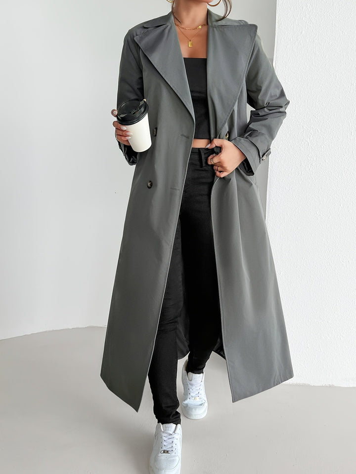 Lässiger einfarbiger Trenchcoat mit Gürtel für Damen | Perfekt für legere Tage