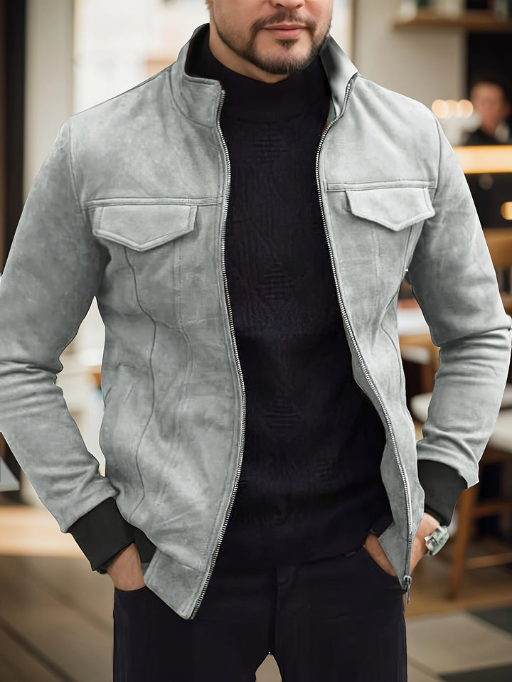 Stilvolle Einfarbige Warme Fleece Bedruckte Winterjacke Für Herren | Ideal für Winter