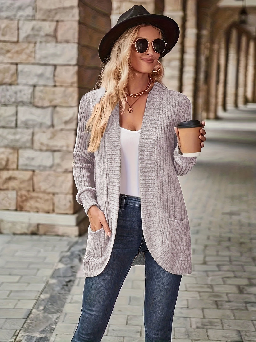 Lässiger warmer Fleece-Strickwaren-Cardigan für Damen | Perfekt für lässige Tage