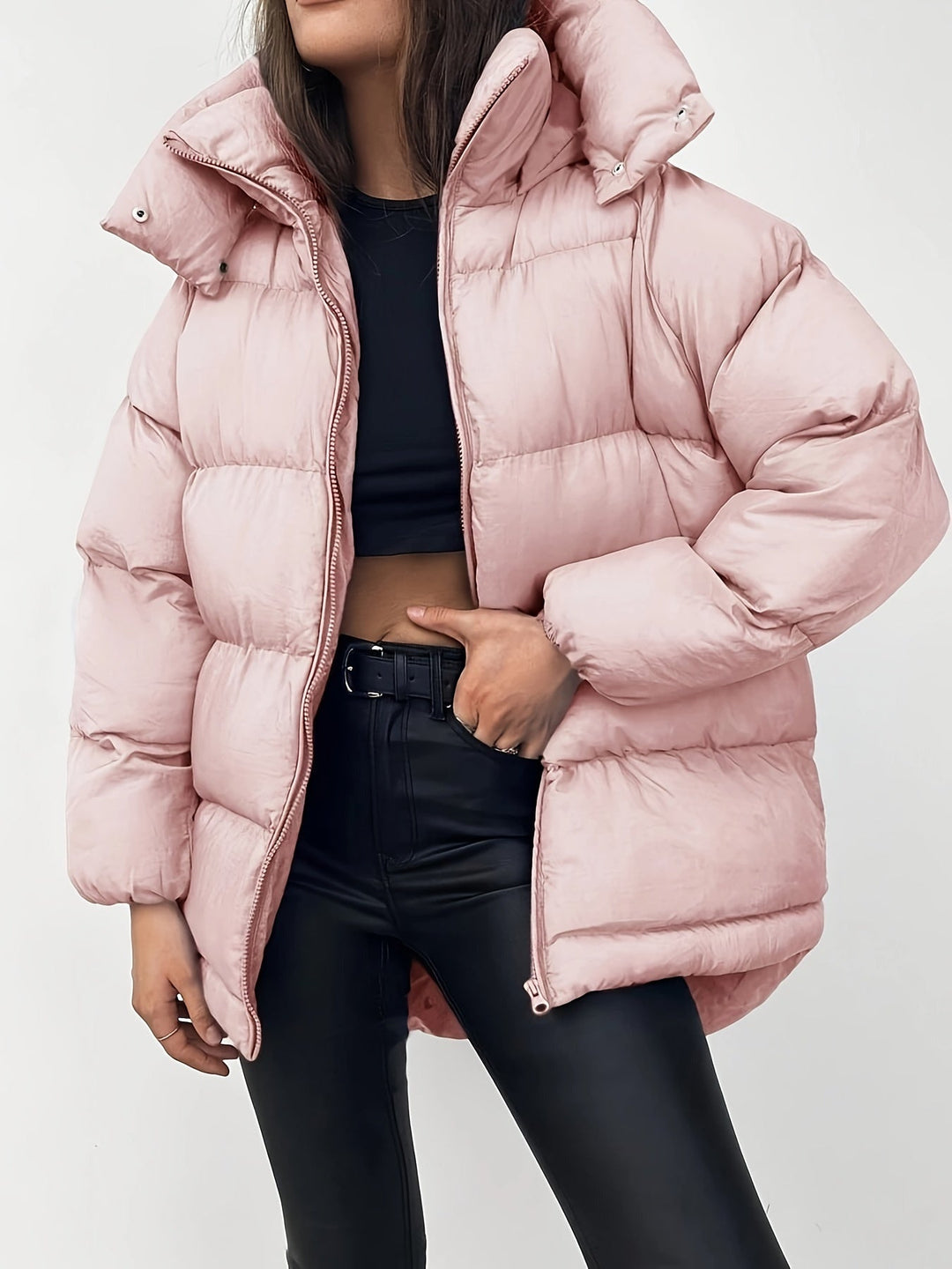 Elegante giacca invernale imbottita calda con cappuccio per donna | Perfetta per attività all'aperto